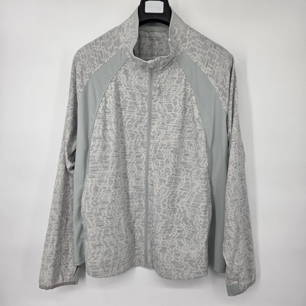 Athleta Run With It Printed‎ Jacket, Verve Horizon Women's Size 3X Gray & White